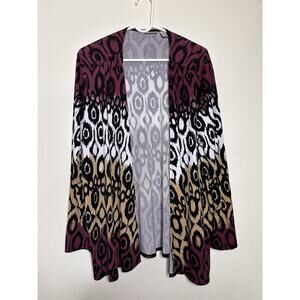 Easywear By Chicos Size 3 US 16 Liquid Knit Open Cardigan Geometric Pattern